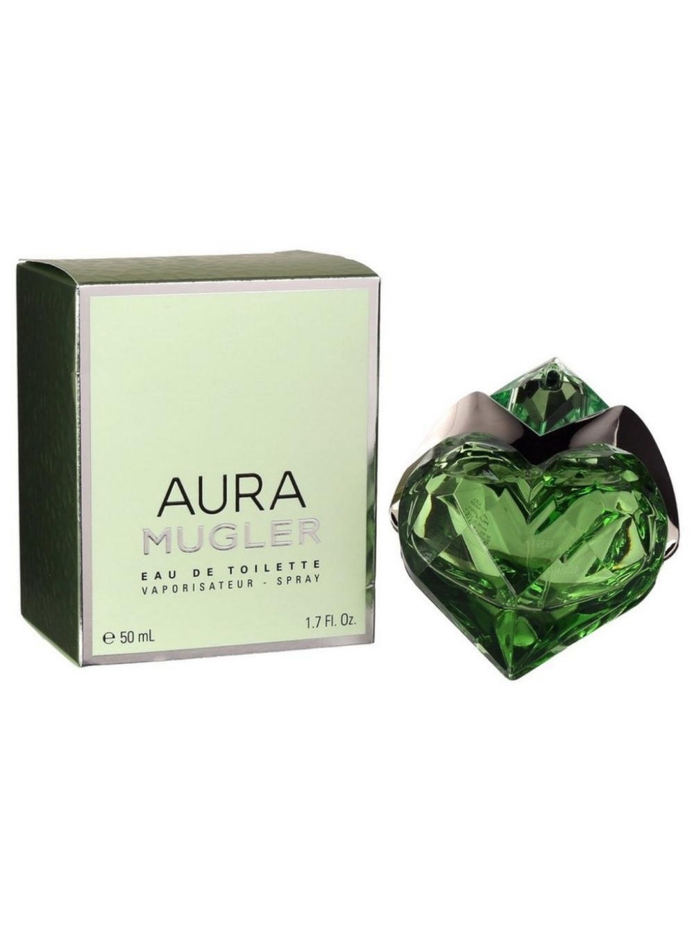 Mugler Aura Green Heart Eau de Toilette Bottle and Box